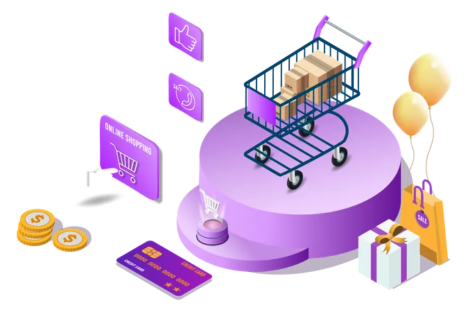 Card payment on online shopping site  Illustration