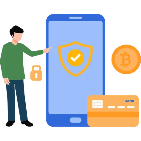 Boy Card Payments Are Secure Illustration