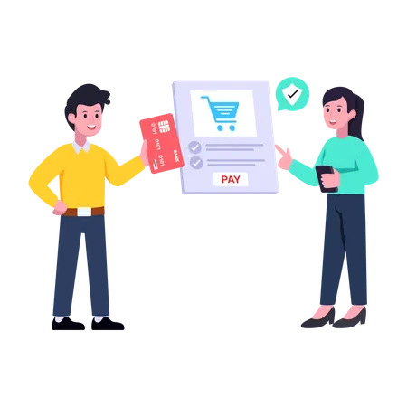 Person Doing Card Shopping Flat Illustration With Scalability Illustration