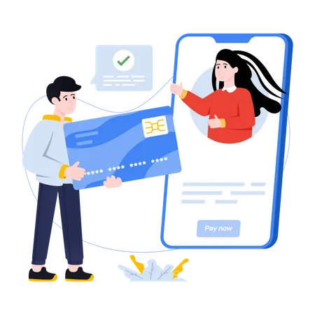 Person Paying Bill With Credit Card Flat Illustration Of Card Payment Illustration
