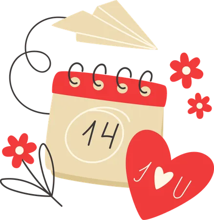 Card With A Calendar And A Heart For Valentines Day Illustration