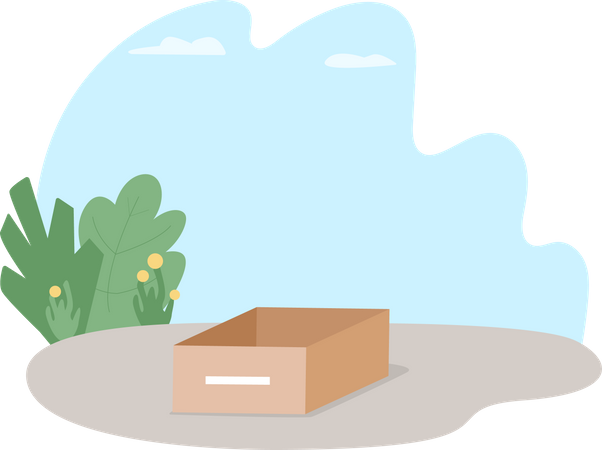 Cardboard box on street  Illustration