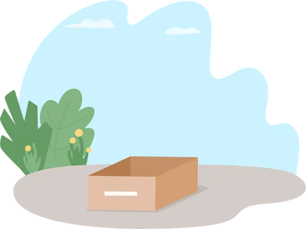 Cardboard box on street  Illustration