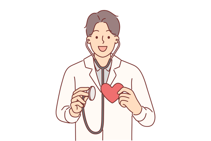 Cardio surgeon is holding stethoscope  Illustration