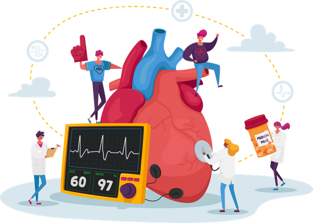 Atención médica de cardiología  Ilustración