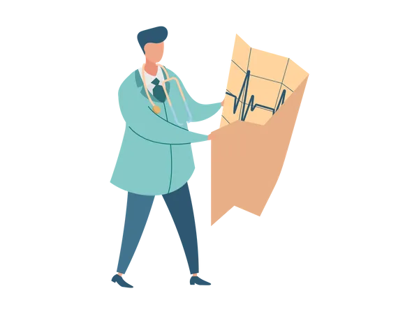 Cardiologist checking cardiology report Illustration