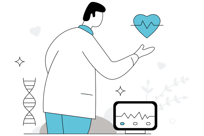 Cardiologist checking heart  Illustration