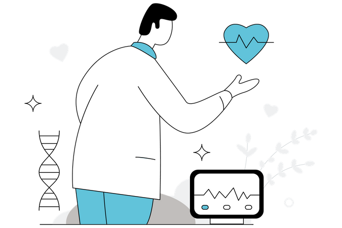 Cardiologist checking heart  イラスト