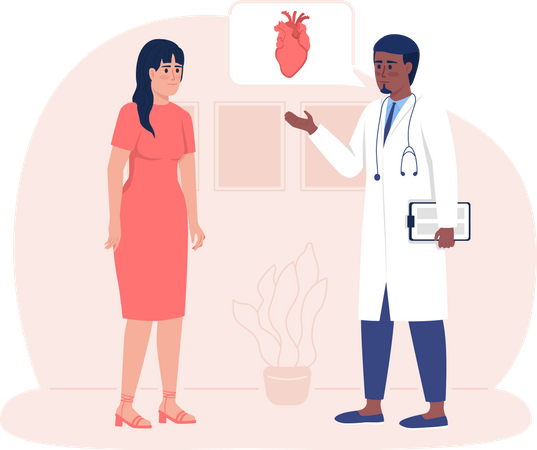 Cardiologist consulting woman in clinic Illustration