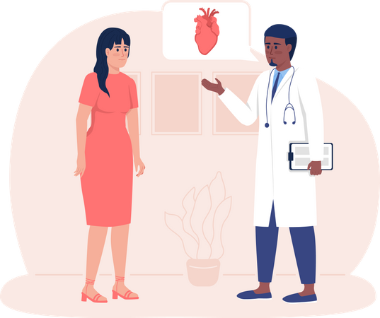 Cardiologist consulting woman in clinic  Illustration