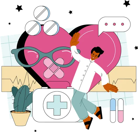 Cardiologist doctor and healthy heart  Illustration