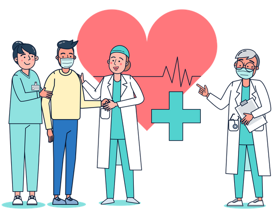 Cardiologist doctor examining patient heart disease  Illustration