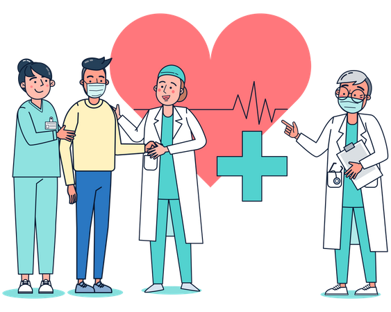 Cardiologist doctor examining patient heart disease  イラスト
