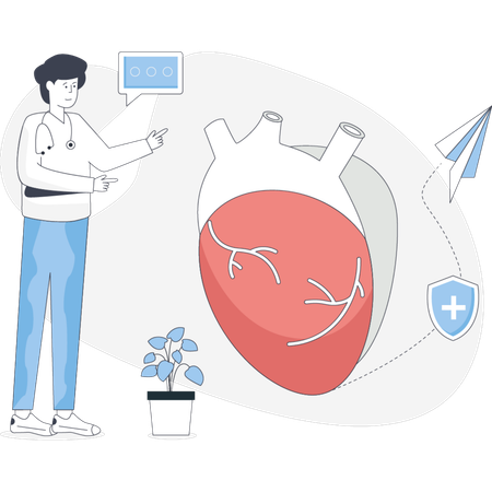 Cardiologist doctor pointing heart report  Illustration