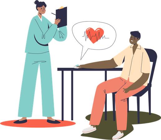 Cardiologist examining patients heart rate  Illustration
