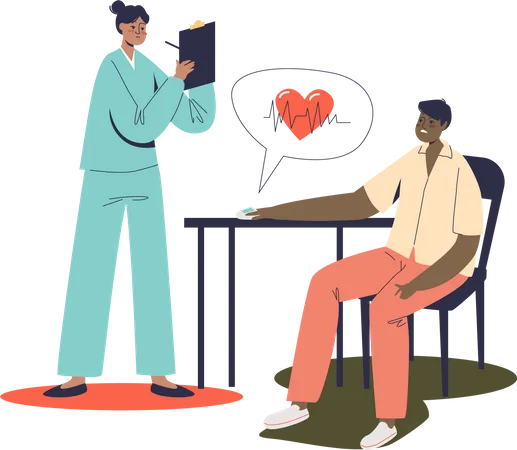 Cardiologist examining patients heart rate  Illustration