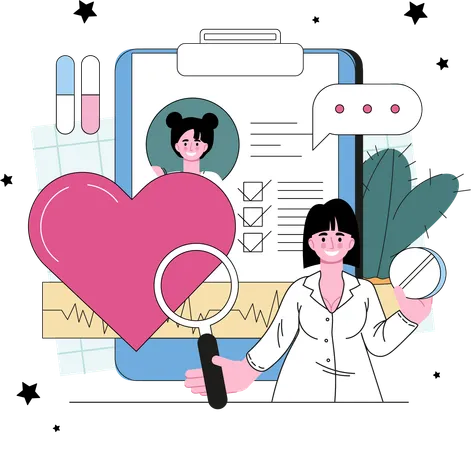 Cardiologist showing patient report  Illustration