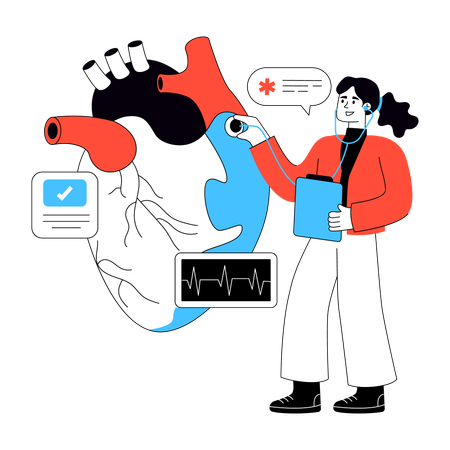 Cardiologista verifica frequência cardíaca  Illustration