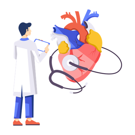 Cardiologue masculin vérifiant le cœur  Illustration