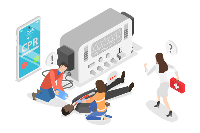 Cardiopulmonary Resuscitation Cpr Emergency Procedure  Illustration