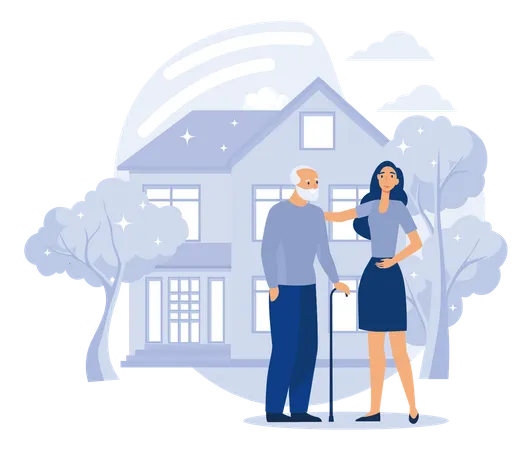 Care for elderly people  Illustration