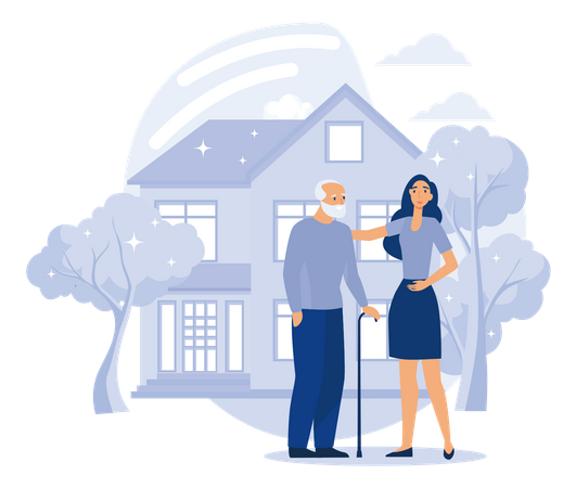 Care for elderly people  Illustration