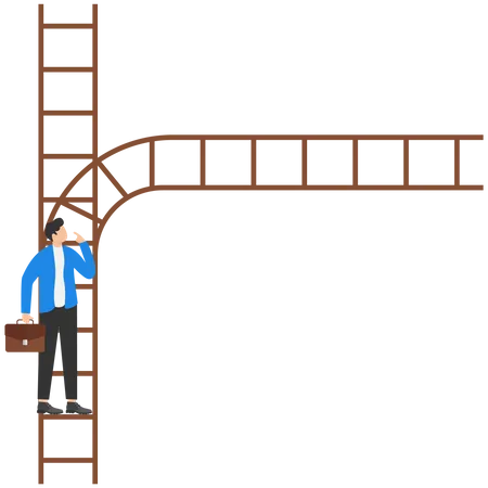 Career Crossroad To Make Decision Business Choice Or Alternative Choose Career Path To Succeed In Work Multiple Opportunity Concept Businessman Climb Up Ladder Of Success To Find Destiny Crossroad Illustration