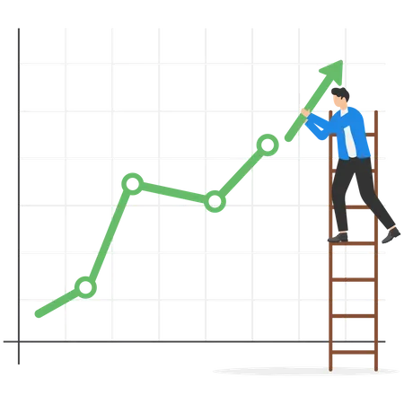 Career Growth Or Business Achievement Stock Market Rising Up From Economic Recovery Concept Businessman Carrying Arrow To Make Stock Rising Boom Graph And Chart Illustration