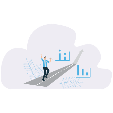 Career Growth Roadmap found by businessman  Illustration