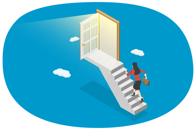 3 D Isometric Flat Vector Illustration Of Career Opportunity Success And Achievement Illustration