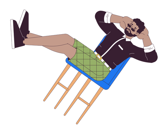 Carefree man balancing on chair  Illustration