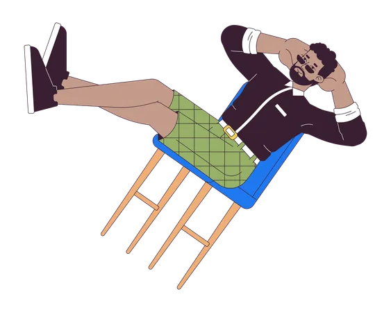Carefree man balancing on chair  Illustration