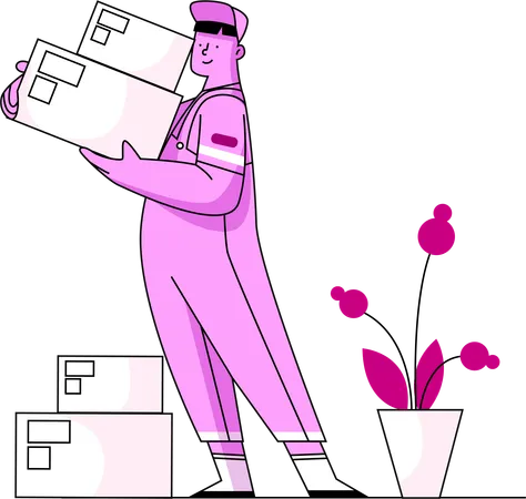 Illustration Of A Delivery Person Carefully Transporting Packages Emphasizing The Importance Of Package Safety And Handling Illustration