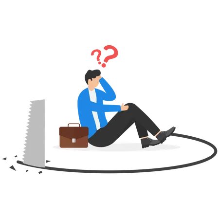 Careless businessman sitting clueless about business strategy  Illustration