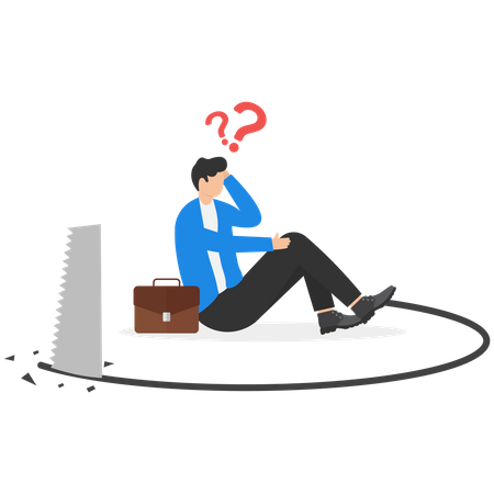 Careless businessman sitting clueless about business strategy  Illustration