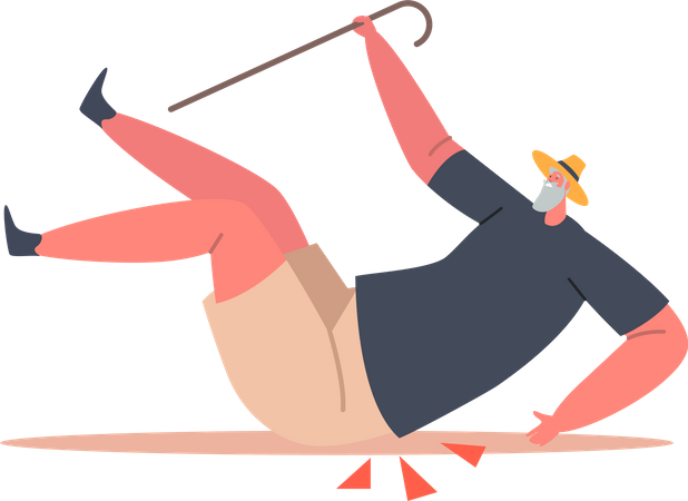 Careless Senior Man Falling Down  Illustration