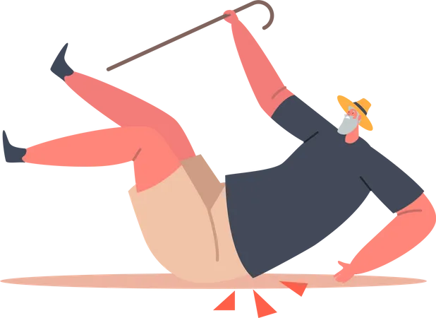 Careless Senior Man Falling Down  Illustration