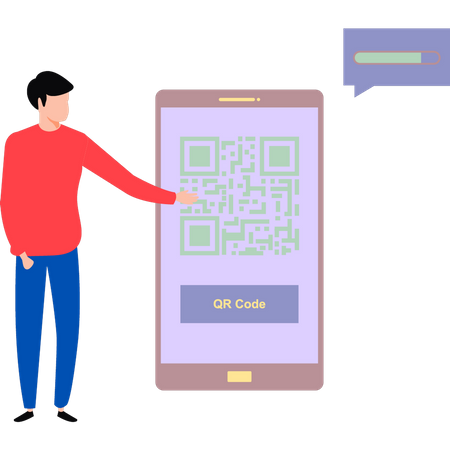 Carga de código QR en el móvil  Ilustración