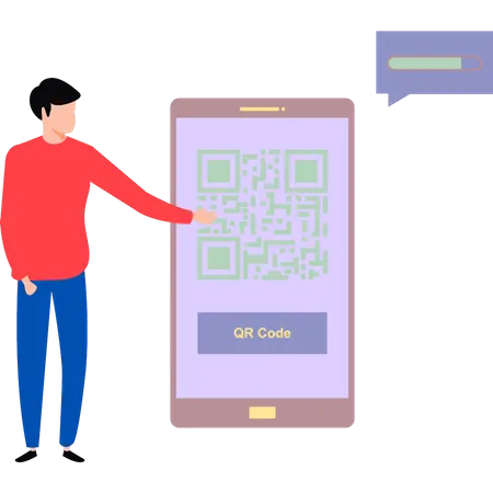 Carga de código QR en el móvil  Ilustración