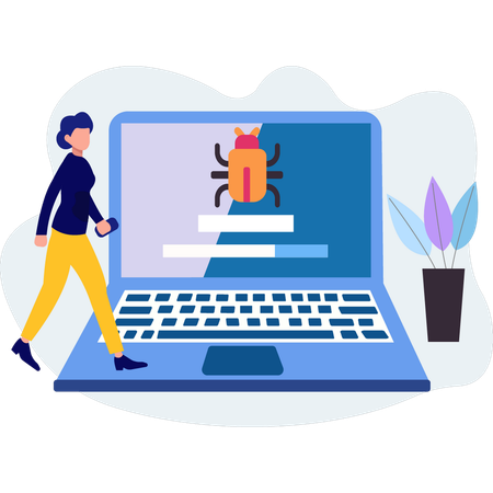 Carga de virus en la computadora portátil  Ilustración