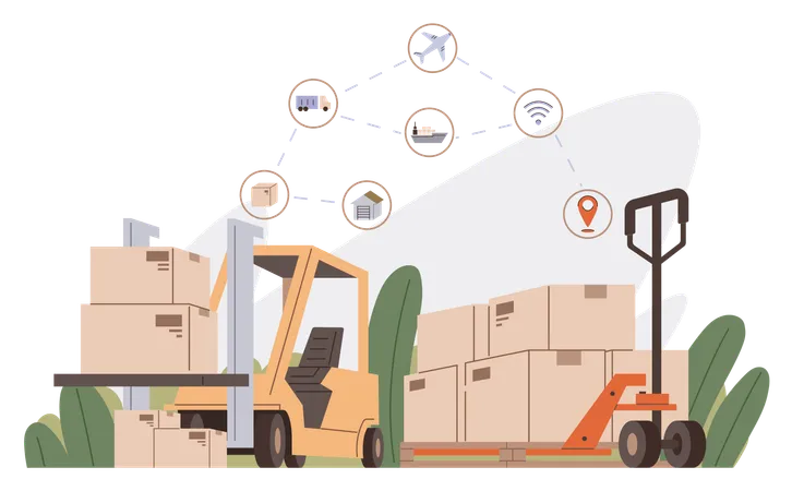 International Logistic Global Delivery Export Vector Modern International Logistics Employ Advanced Tracking Systems For Cargo Delivery Export And Import Shipping Duties Significantly Affect Global イラスト