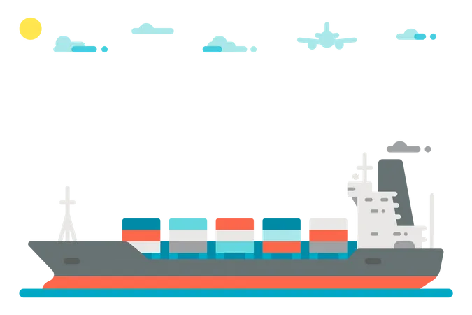 Cargo Ship Illustration