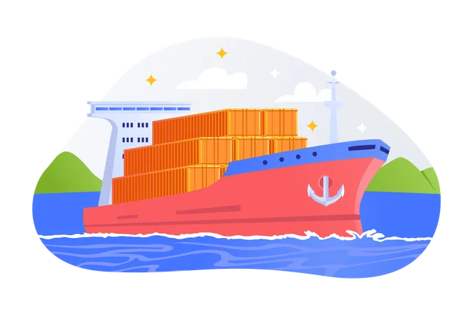 Cargo Ship  Illustration