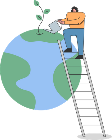 Caring for earth and celebrating Earth Day  Illustration