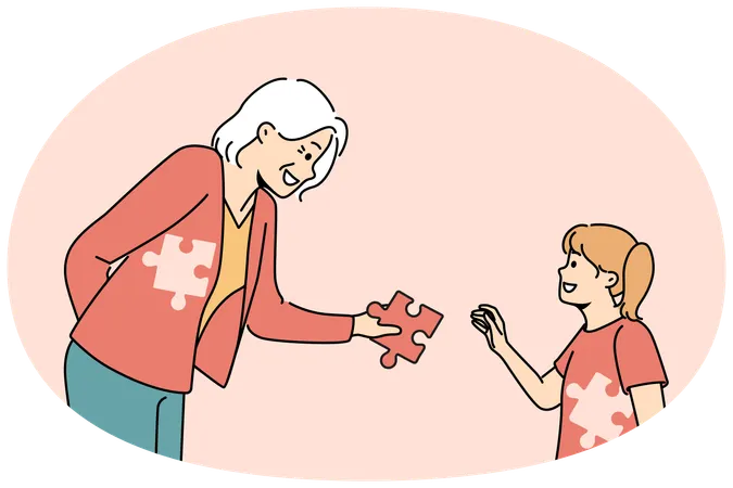 Caring old grandmother sacrifice to complete child  Illustration