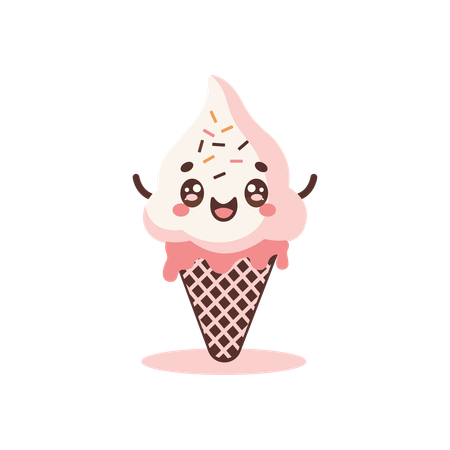 Gelato rosa sveglio del cono  Illustration