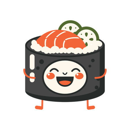 Simpatico rotolo di sushi  Illustration