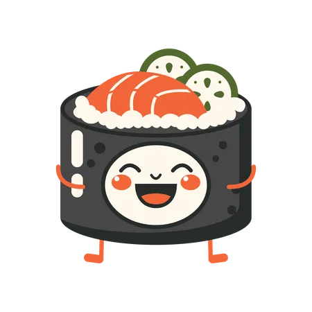 Simpatico rotolo di sushi  Illustration