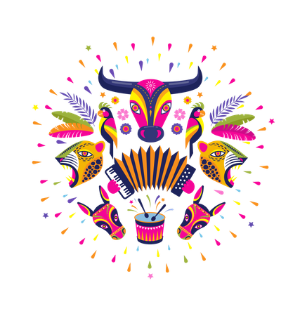 Carnaval de Barranquilla, fête du carnaval colombien  Illustration