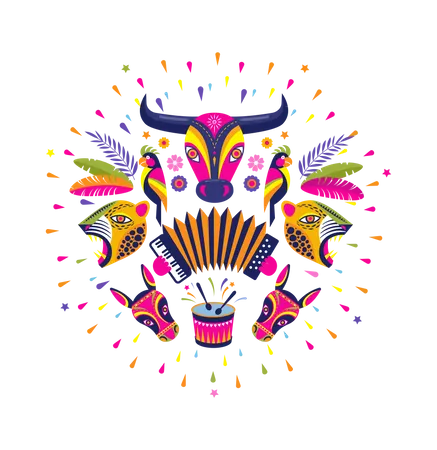 Carnaval de Barranquilla, fête du carnaval colombien  Illustration